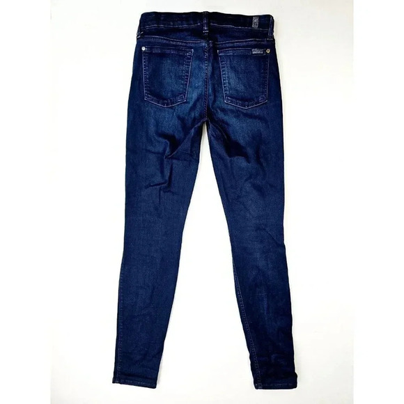 7 For All Mankind Size 27X31 Women's The Mid Skinny Blue Denim Logo Jeans USA - Picture 1 of 12